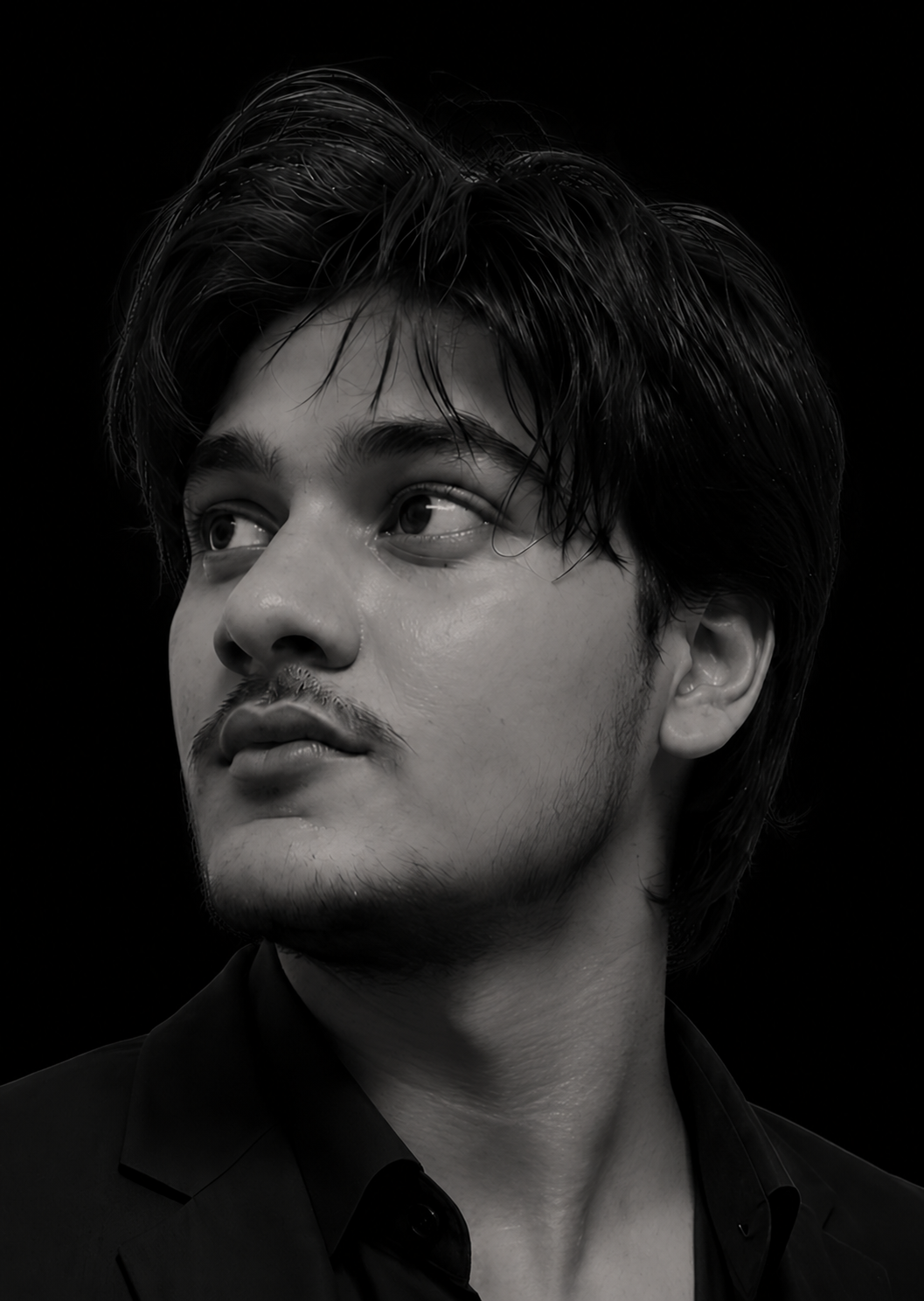 Black and white editorial portrait